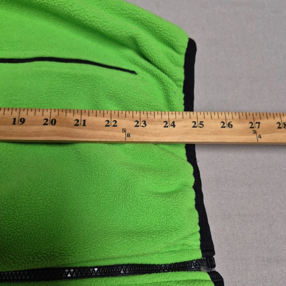 Competition Tech Mens Fleece Vest Neon Green Black Colorblock Full Zip Large